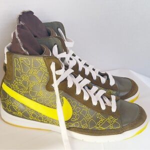 Nike 2006 Blazer Mid High-Top Sneakers Olive & Neon Yellow Geometric W 7.5
